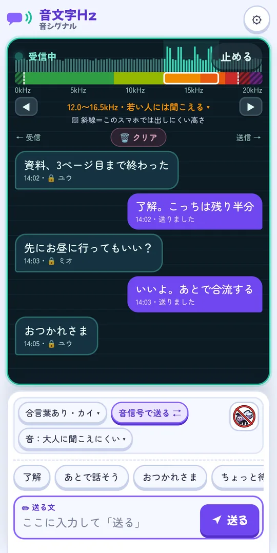 音シグナル 音文字Hz
